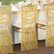 Gold Organza Floral Sequin Embroidered Chiavari Chair Back Slipcover