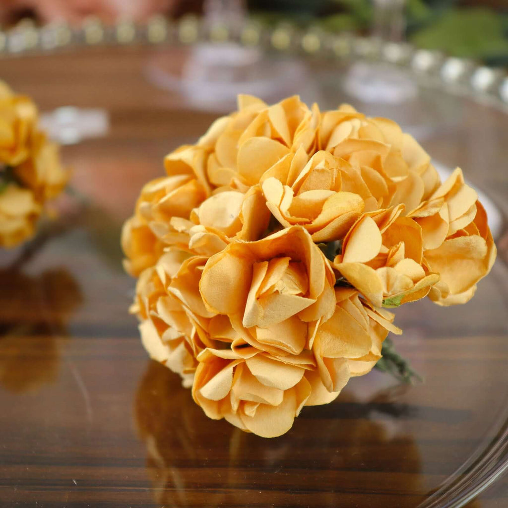 144 Gold Mini Craft Flower Roses | tableclothsfactory.com