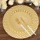 6 Pack | 13inch Gold Peacock Pattern Plastic Charger Plates, Round Disposable Serving Trays