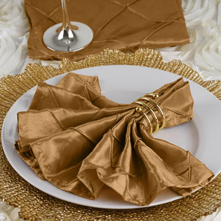 Elevate Your Events with Gold Pintuck Satin Cloth Dinner Napkins