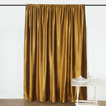 8ftx8ft Gold Premium Smooth Velvet Event Curtain Drapes, Privacy Backdrop Event Panel with Rod Pocket