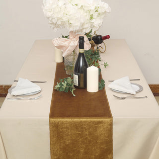 Enhance Your Event with the Gold Premium Velvet Table Runner