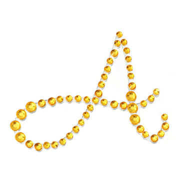 12 Pack 1.5" Gold Rhinestone Monogram Letter Jewel Sticker Self Adhesive DIY Diamond Decor - A