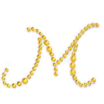 12 Pack 1.5" Gold Rhinestone Monogram Letter Jewel Sticker Self Adhesive DIY Diamond Decor - M