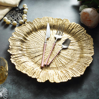 Add Elegance to Your Table with 13" Gold Round Reef Acrylic Plastic Charger Plates
