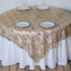 72"x72" Extravagant Fashionista Table Overlays - Gold Lace Netting