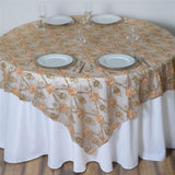 Add Elegance to Your Event with the Gold Satin Sequin Floral Embroidered Lace Table Overlay