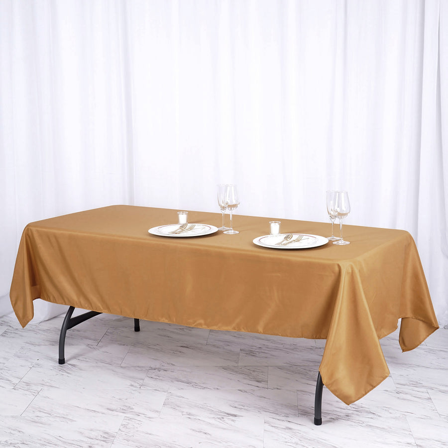 60 x 102 inches Gold Polyester Rectangular Tablecloth