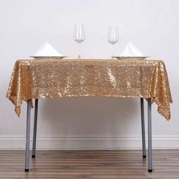 54"x54" Gold Seamless Premium Sequin Square Tablecloth