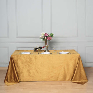 Elevate Your Event with the Luxurious Gold Velvet Tablecloth