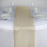 14" x 108" Gold Seamless Organza Table Runners#whtbkgd