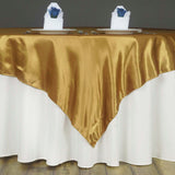 60inch x 60inch Gold Seamless Satin Square Tablecloth Overlay