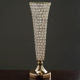 Add Elegance to Your Event with the Gold 22” Tall Crystal Beaded Trumpet Vase Set