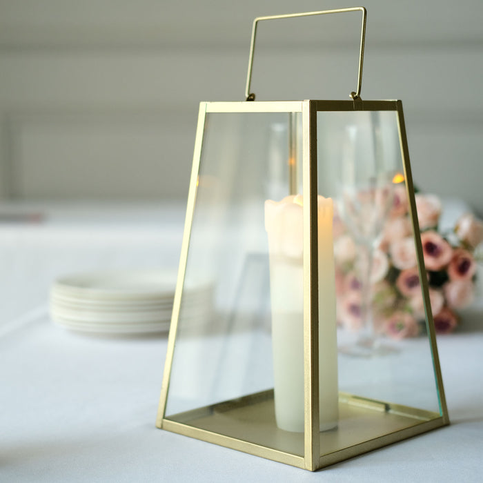 Metal Candle Lantern, Geometric Hanging Terrarium, Table Centerpiece Indoor/Outdoor Planter Lantern