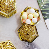 12 Pack | 3Inch Gold Vintage Hexagon Party Favor Candy Boxes, Treat Gift Container