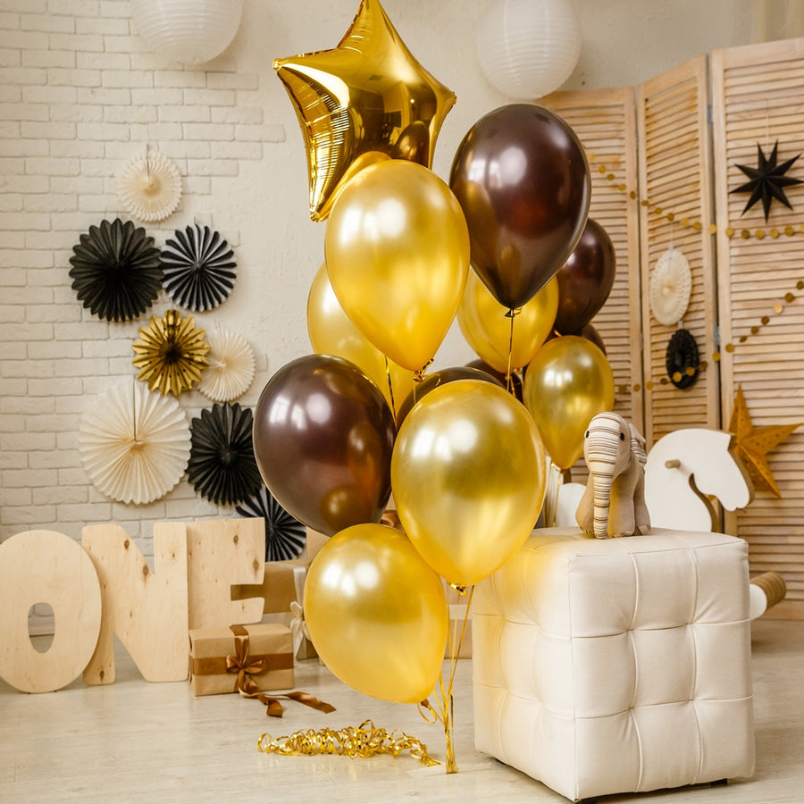 2 Pack | 16inch 4D Metallic Gold Star Mylar Foil Helium or Air Balloons