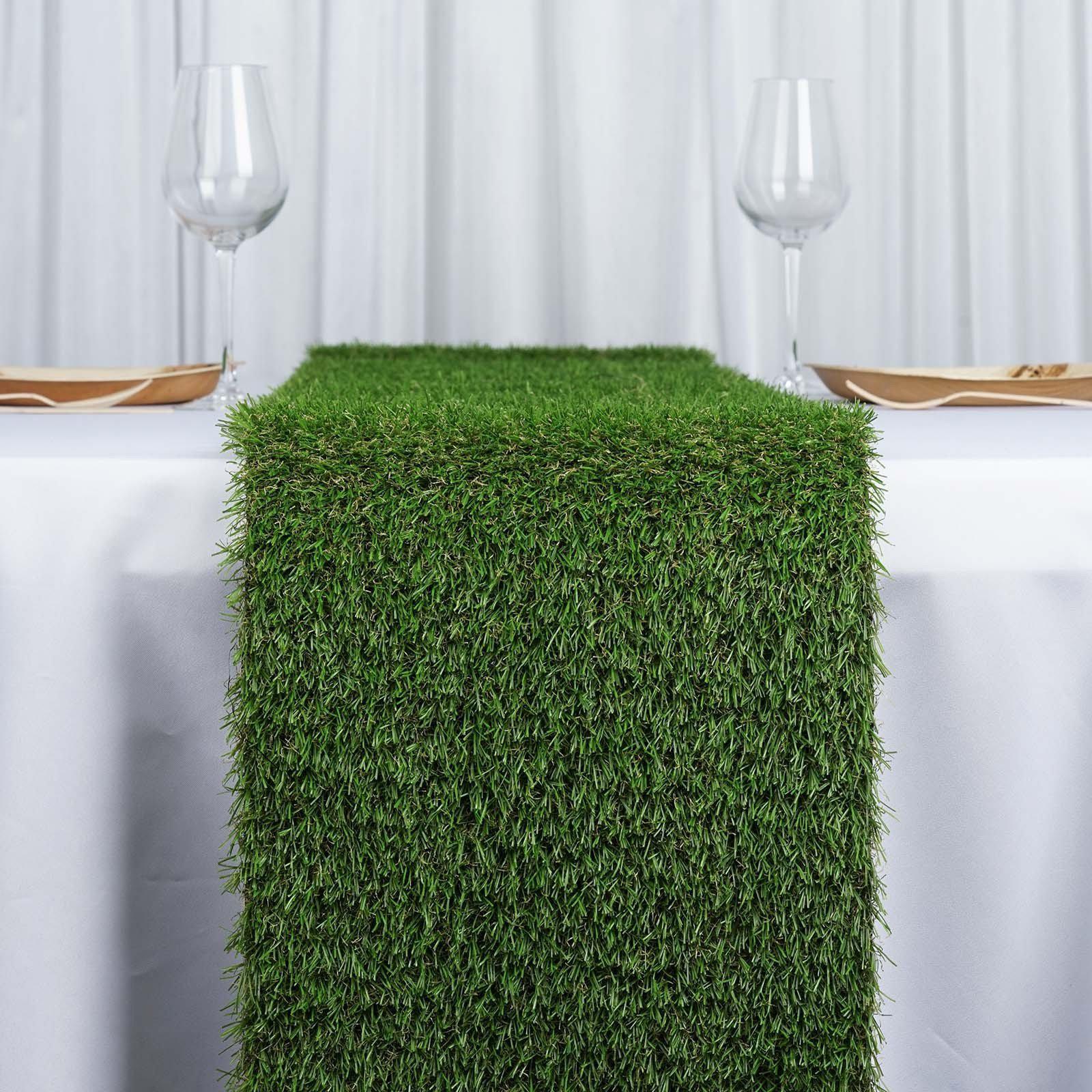 TURSTIN Artificial Grass Table Runners 12 x 108 Inch Green Grass Tabletop  Synthetic Grass Carpet Rug Table Decorations for Spring Summer, Wedding