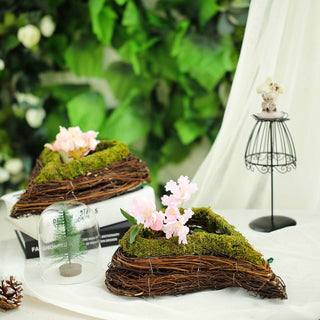 Green Heart Shaped Preserved Moss Twigs Planter Boxes