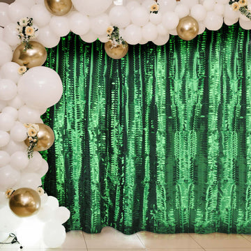 8ftx8ft Green 3D Leaf Petal Taffeta Event Curtain Drapes, Backdrop Event Panel With Rod Pocket