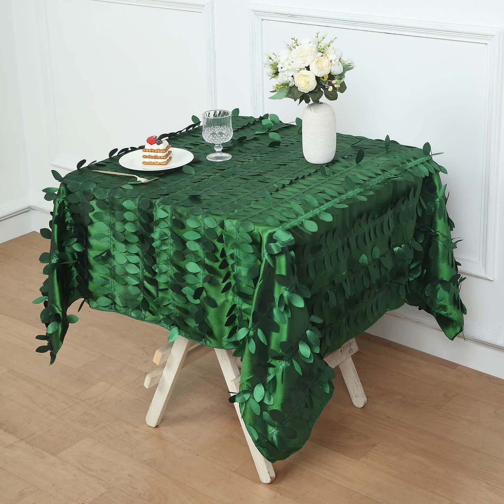 54" Green Leaf Taffeta Seamless Tablecloth