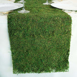 14"x48" Green Natural Preserved Moss Table Runner With Fishnet Grid
