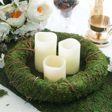 2 Pack | 14" Green Natural Preserved Moss Wreaths With Twine Twig Wrap