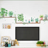 Green Potted Plants on Shelves Wall Decals, Tropical Art Decor Stickers