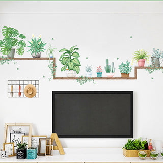 Enhance Your Space with Green Potted Plants Wall Decals