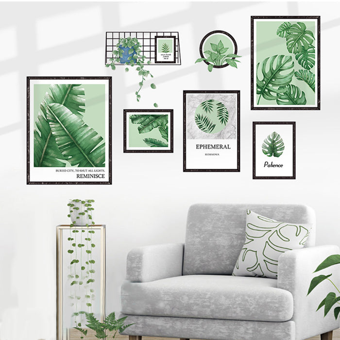 Green Tropical Plant Leaves Flat Frame Wall Decals, Art Decor Stickers