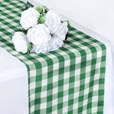 Buffalo Plaid Table Runner | Green / White | Gingham Polyester Checkered Table Runner
