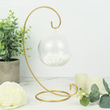 2 Pack | 10Inch Tall Gold Metal Air Plant Terrarium Stand, Hanging Ornament Display Holder