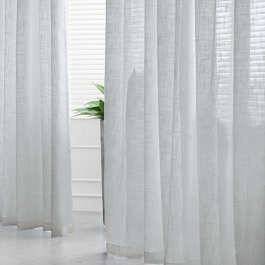 2 Pack | Handmade Silver Faux Linen Curtains 52x96inch Curtain Panels With Chrome Grommets