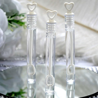 48 Pack | 4" Heart Chemistry Tube Bubbles Bridal Wedding Shower Favor - Pink