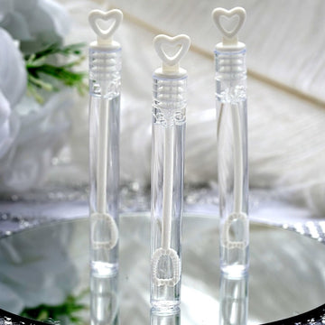 48 Pack | 4" Heart Chemistry Tube Bubbles Bridal Wedding Shower Favor