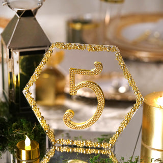Elegant and Versatile: 6 Pack | 8" Hexagon Glass Mirror Table Centerpiece - Perfect for Wedding and Party Decor