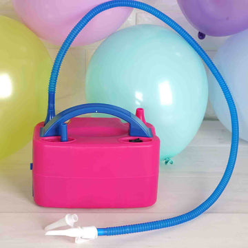 600W Hot Pink Dual Nozzle Electric Balloon Pump, Balloon Inflator, Blow Up Machine
