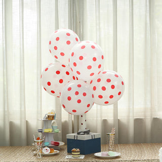 Add a Pop of Fun to Your Party with 12" Hot Pink and White Polka Dot Latex Party Balloons