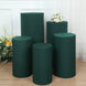 Set of 5 | Hunter Green Cylinder Stretch Pedestal Pillar Prop Covers, Display Box Stand Covers