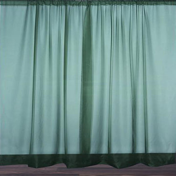 2 Pack Hunter Emerald Green Inherently Flame Resistant Sheer Curtain Panels, Premium Chiffon Backdrops With Rod Pockets - 10ftx10ft