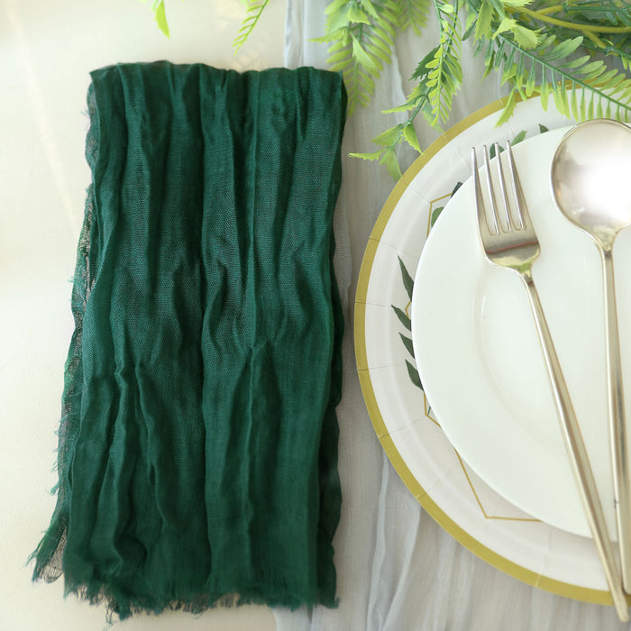 5 Pack | Hunter Emerald Green Gauze Cheesecloth Boho Dinner Napkins | 24x19inches