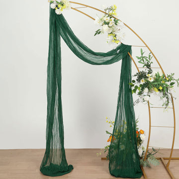 20ft Hunter Emerald Green Gauze Cheesecloth Fabric Wedding Arch Drapery, Window Scarf Valance, Boho Decor Arbor Curtain Panel