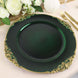 13Inch Hunter Emerald Green Gold Embossed Baroque Round Charger Plates With Antique Design Rim