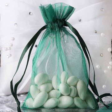 10 Pack 4"x6" Hunter Emerald Green Organza Drawstring Wedding Party Favor Gift Bags
