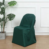 Hunter Emerald Green Polyester Folding Chair Cover, Reusable Stain Resistant Slip On Chair Cover