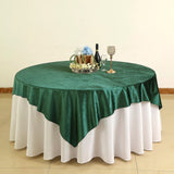 72x72Inch Hunter Emerald Green Premium Velvet Table Overlay, Square Tablecloth Topper