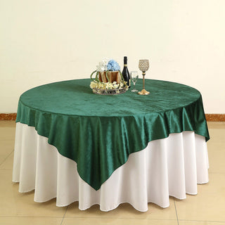 Elevate Your Table Decor with the Emerald Green Velvet Table Overlay