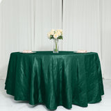 120inch Hunter Emerald Green Accordion Crinkle Taffeta Round Tablecloth