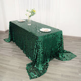 90x132 inches Big Payette Hunter Emerald Green Sequin Rectangle Tablecloth Premium Collection