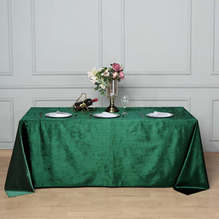 Add Elegance to Your Table with the 90"x132" Hunter Emerald Green Velvet Tablecloth