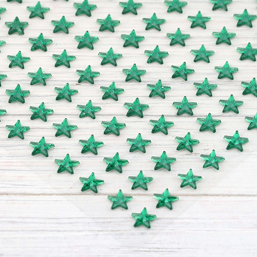 600 Pcs | Hunter Green Star Shape Stick-On Diamond Rhinestone Stickers, DIY Self Adhesive Craft Gems